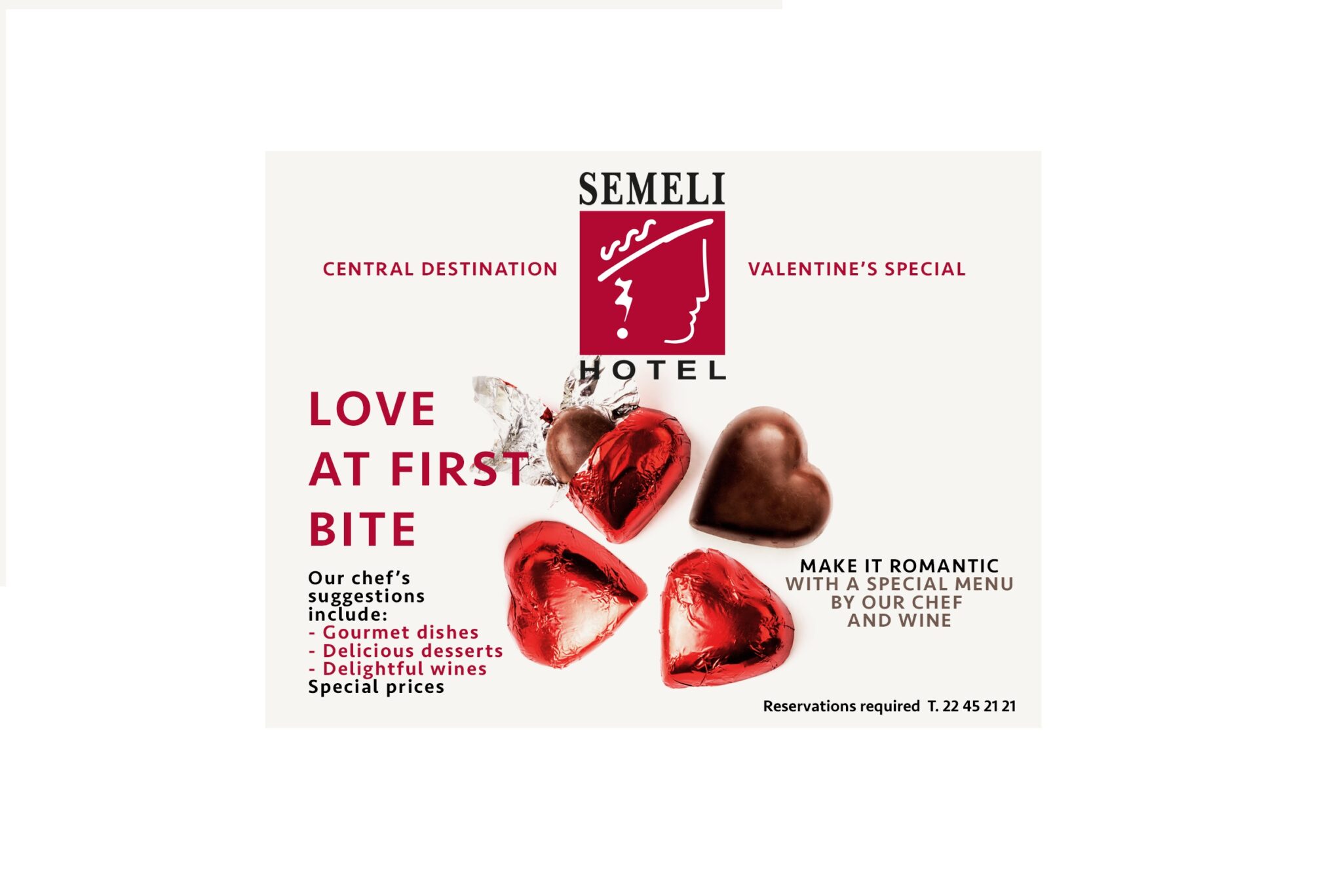 Γιορτάστε τον Άγιο Βαλεντίνο με ένα ρομαντικό δείπνο στο εστιατόριο του SEMELI