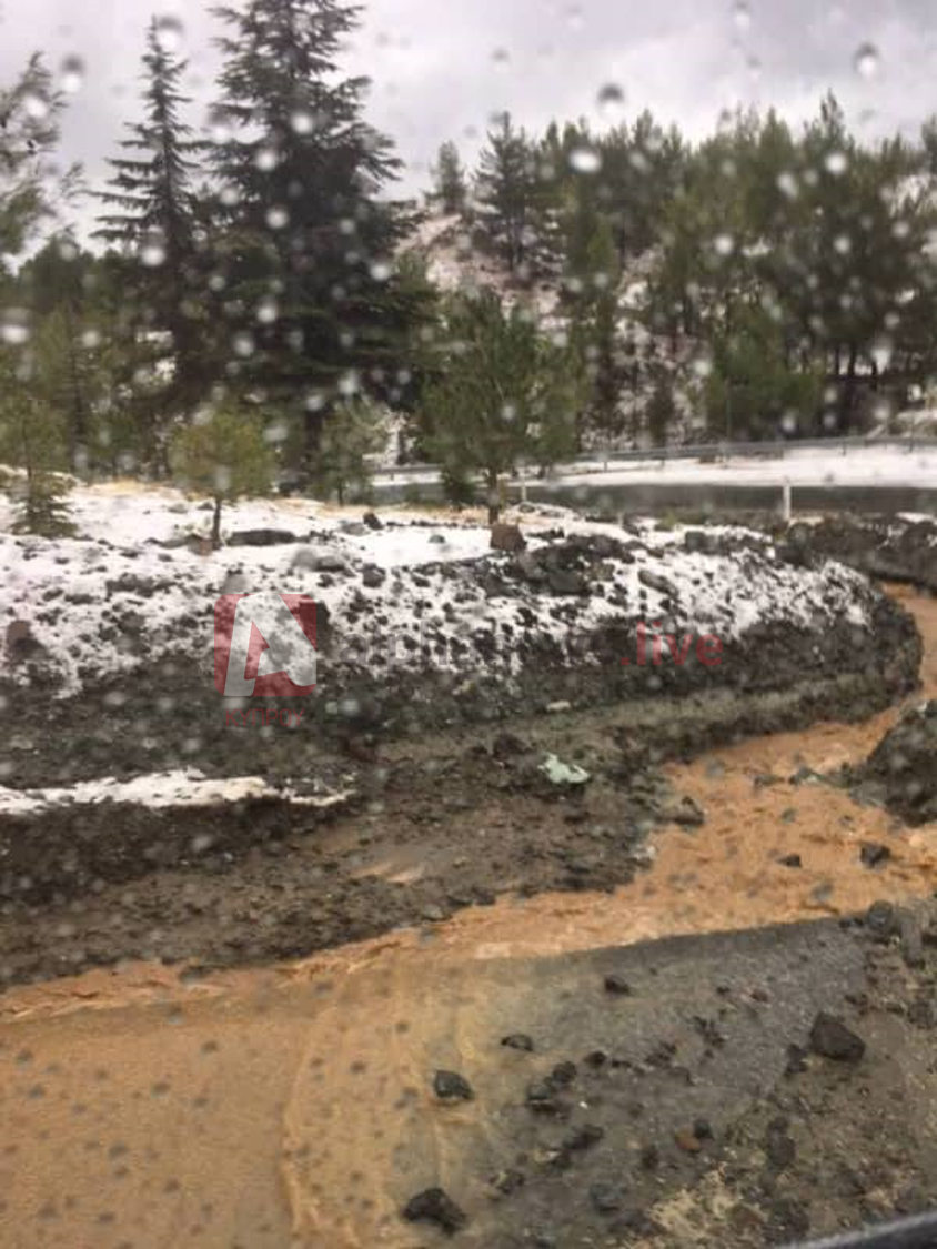 Στα "λευκά" ντύθηκε το Τρόοδος από το χαλάζι (ΒΙΝΤΕΟ&ΦΩΤΟ)