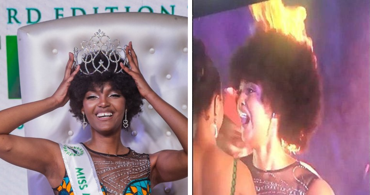 Πανικός στα Miss Aφρική:Kάηκαν τα μαλλιά της νικήτριας λίγο πριν τη στέψη-ΒΙΝΤΕΟ