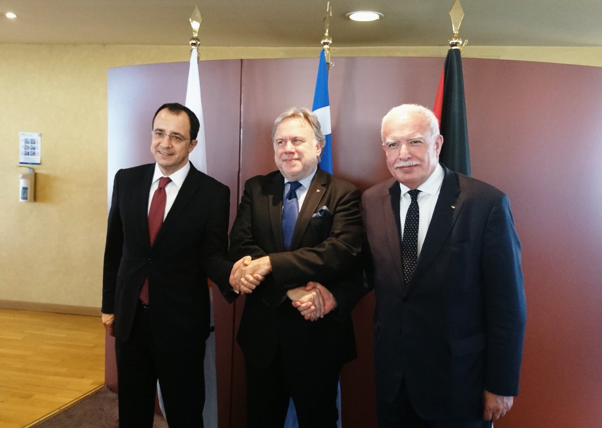 Πρώτη τριμερής συνάντηση Κύπρου-Ελλάδας-Παλαιστίνης