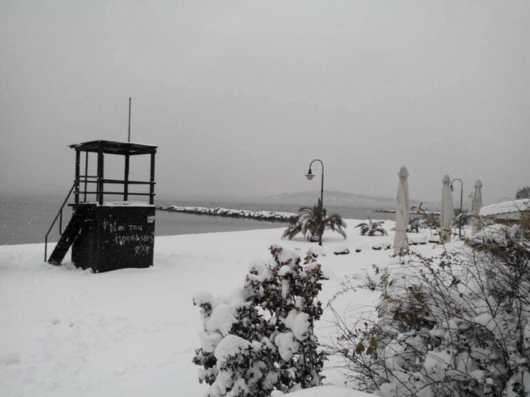 Έφτασαν μέχρι τη θάλασσα τα χιόνια στο Βόλο (ΒΙΝΤΕΟ)