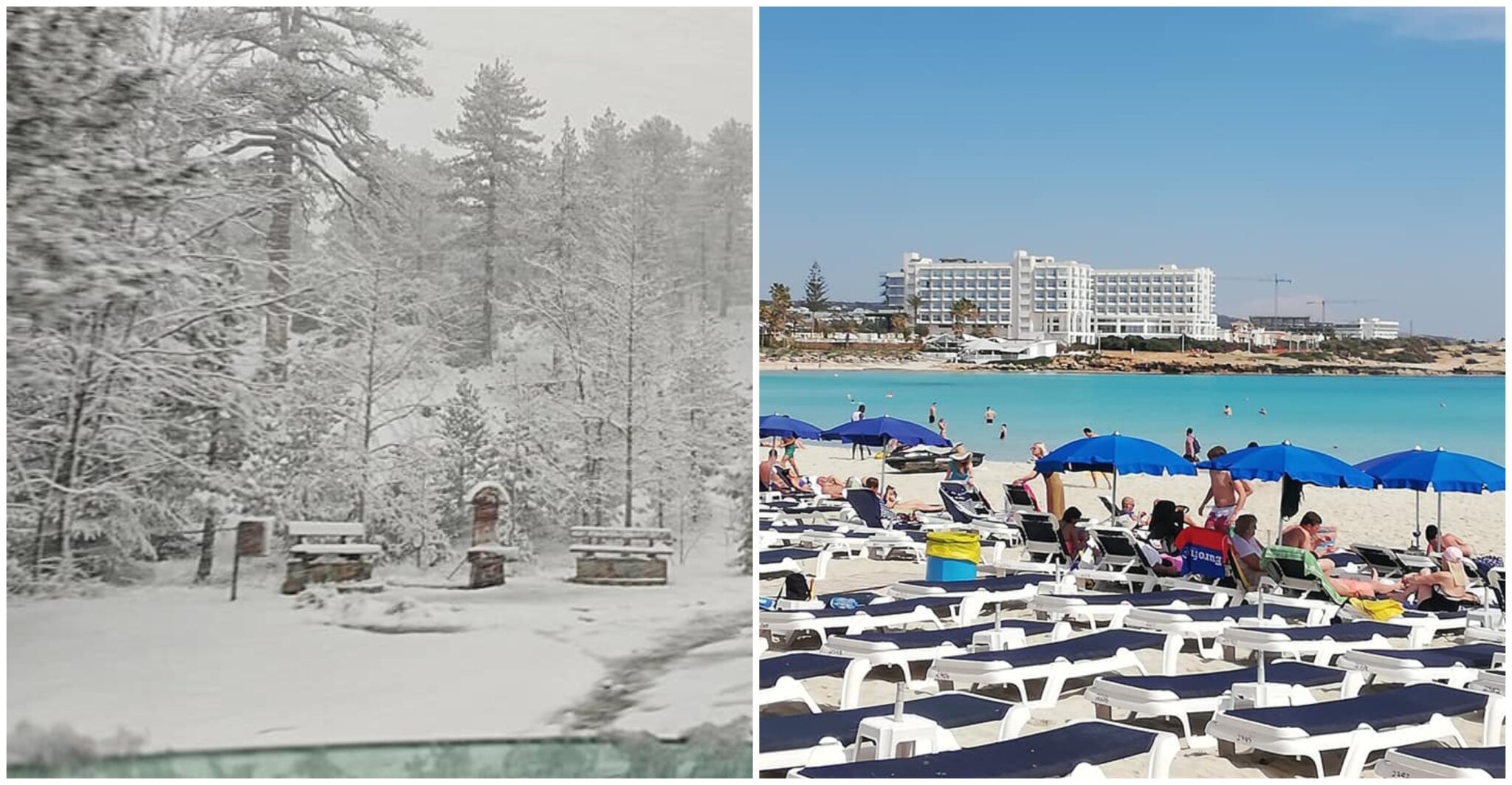 Χιονόπτωση στο Τρόοδος ή ηλιοφάνεια στην Αγία Νάπα; (ΦΩΤΟ)