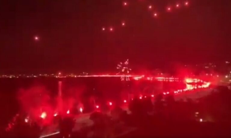 Έκαναν τη νύχτα… μέρα στη Θεσσαλονίκη οι φίλοι του ΠΑΟΚ (ΒΙΝΤΕΟ)