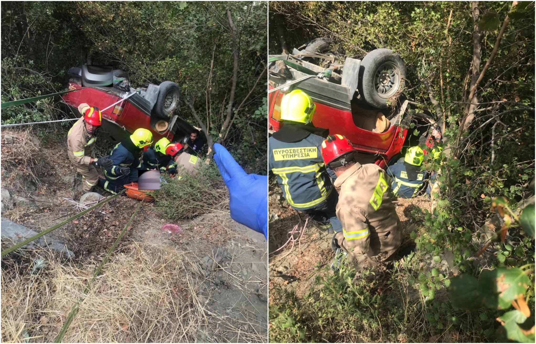 Όχημα έπεσε σε γκρεμό σε βάθος 5 μέτρων (ΦΩΤΟ)
