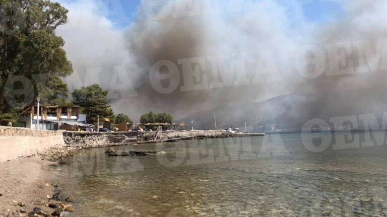 Ελλάδα: 60 άτομα εγκλωβίστηκαν σε παραλία λόγω μεγάλης φωτιάς στη Λέρο