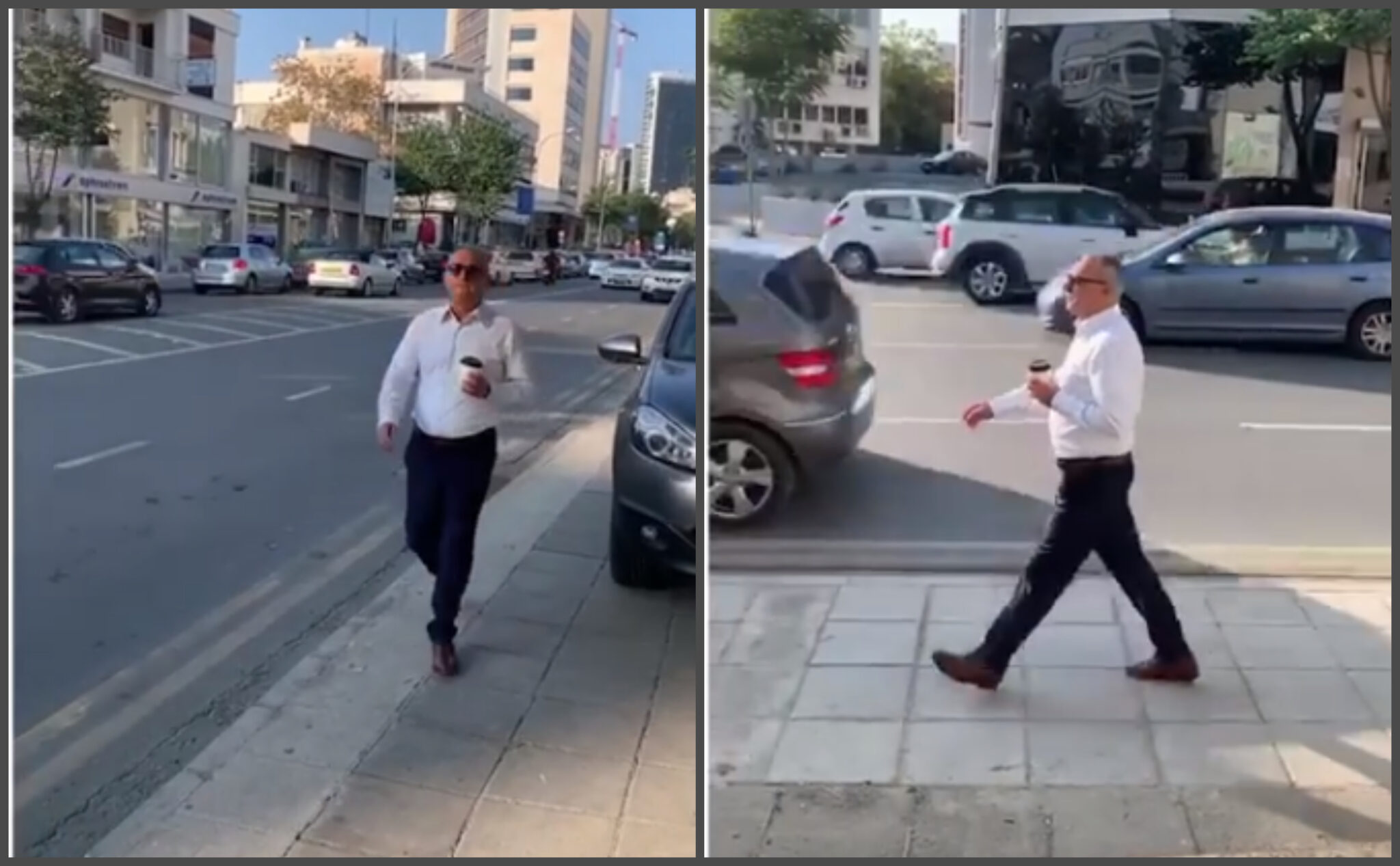 Πήρε τον καφέ του, κατέβηκε από το αμάξι και πήγε πεζός στην οδό Πινδάρου (VID)