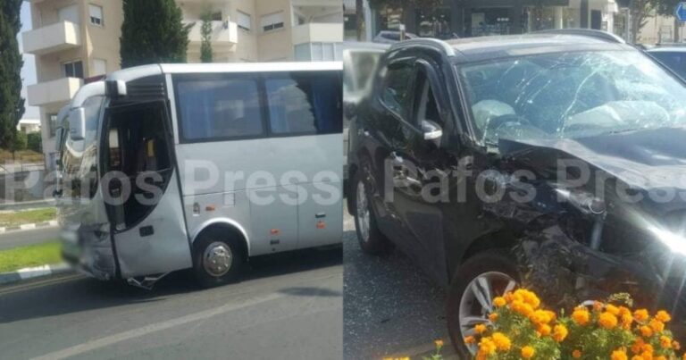 Επτά τραυματίες από σφοδρή σύγκρουση λεωφορείου με αυτοκίνητο