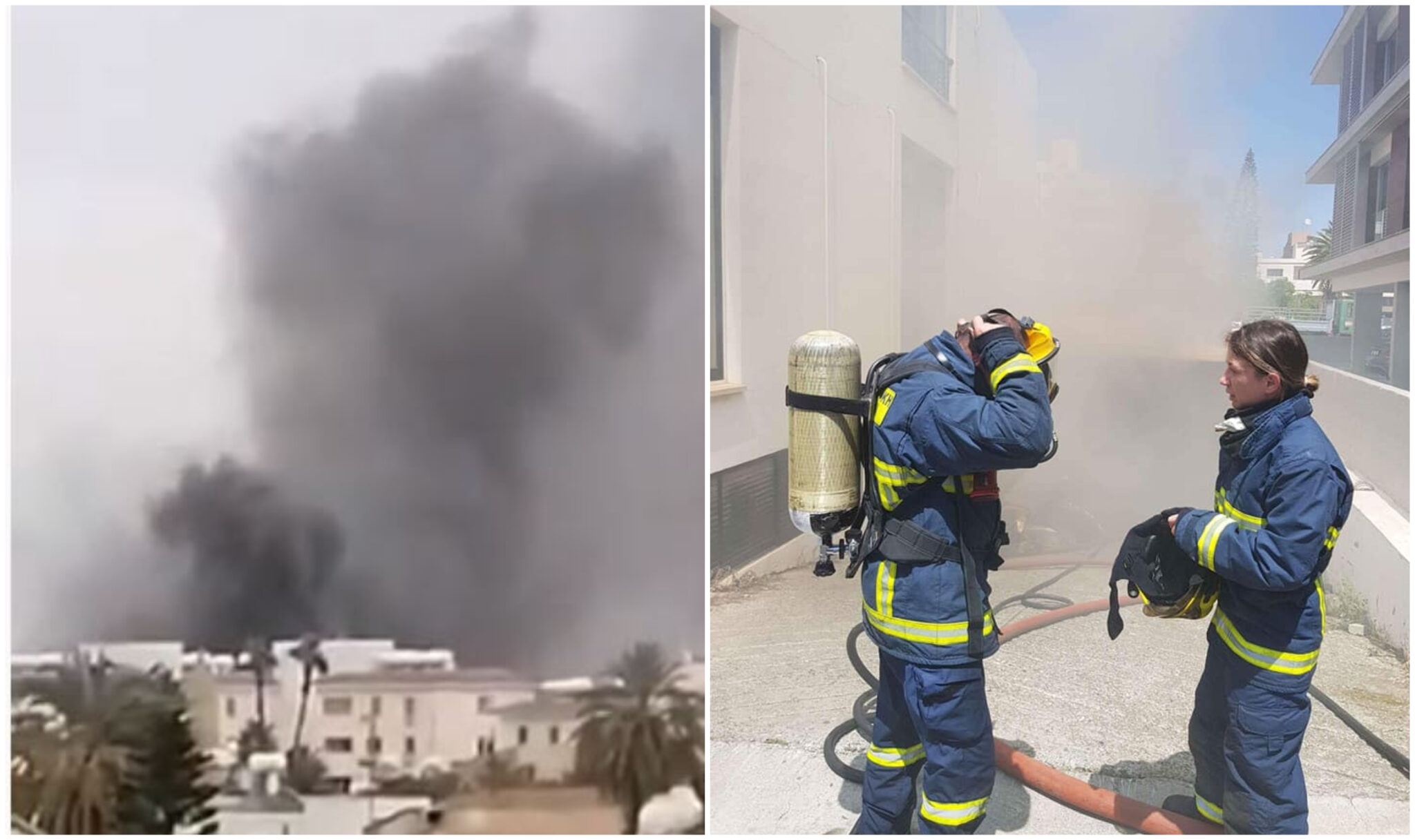 Η στιγμή που υποστατικό στη Λεμεσό τυλίγεται στις φλόγες (ΒΙΝΤΕΟ)