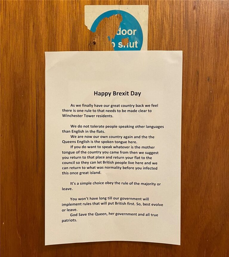 ΗΒ: Σημείωμα «ενημέρωνε» ενοικιαστές ότι τα αγγλικά είναι η μόνη αποδεκτή γλώσσα