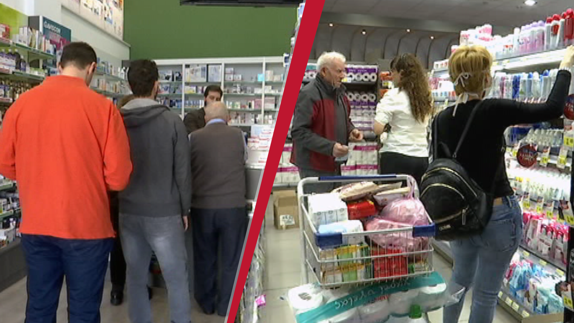 Ουρές σε φαρμακεία και υπεραγορές μετά την ανακοίνωση κρουσμάτων (BINTEO)