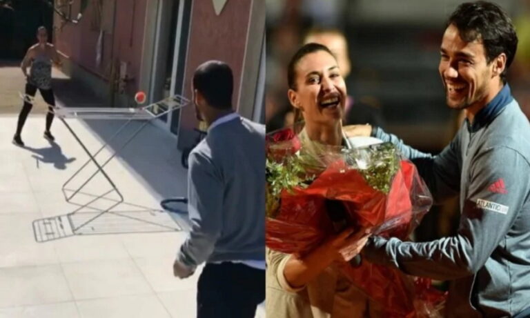 Παίζουν τένις στην αυλή τους με φιλέ μια απλώστρα (ΒΙΝΤΕΟ)