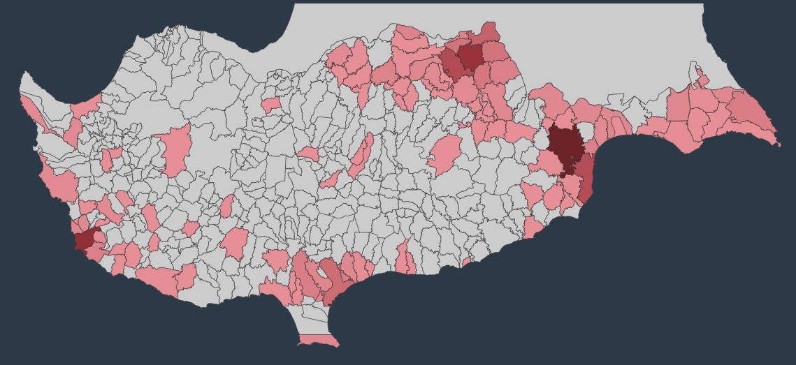 Τα 662 κρούσματα κορωνοϊού στο χάρτη της Κύπρου (ΓΡΑΦΙΚΑ)
