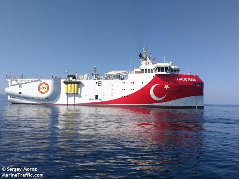 Από το αγκυροβόλιο, στο λιμάνι της Αττάλειας κατέπλευσε το "Oruc Reis" (ΧΑΡΤΗΣ)