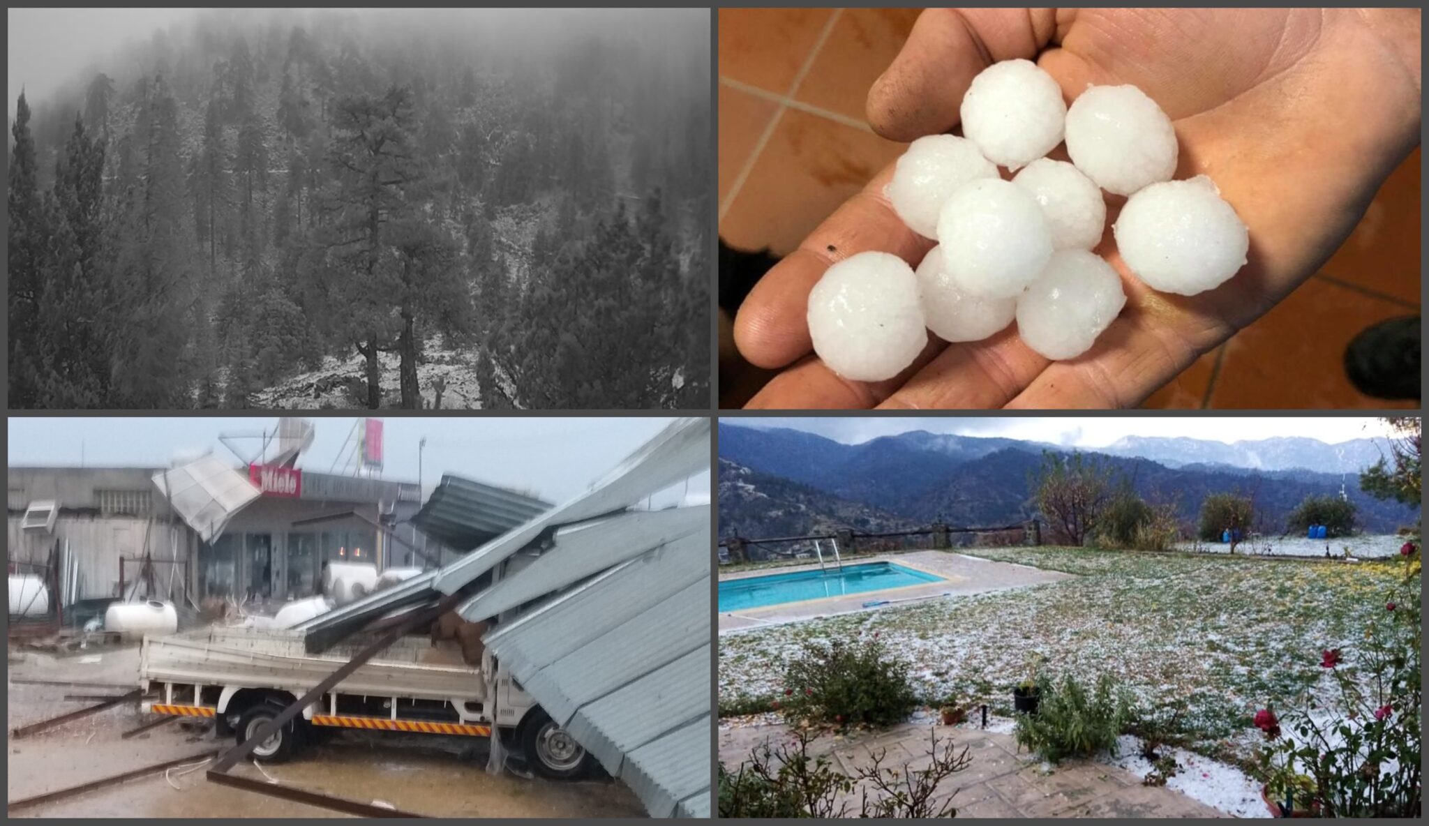 ΦΩΤΟ: Η "Νεφέλη" παρέσυρε δέντρα και στέγες και έντυσε στα λευκά το Τρόοδος