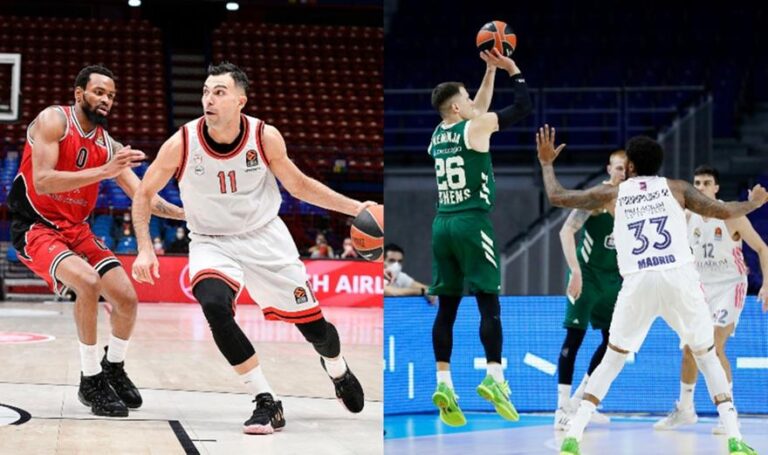 Η βαθμολογία της Ευρωλίγκας: 11ος ο Ολυμπιακός, 16ος ο Παναθηναϊκός