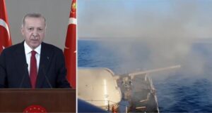 Προκλητικές δηλώσεις Ερντογάν με φόντο πολεμικά πλοία να ανοίγουν πυρ (ΒΙΝΤΕΟ)