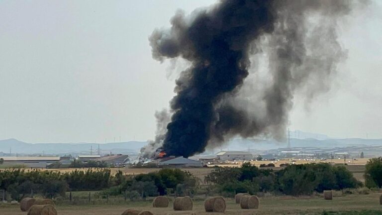 Στις φλόγες εργοστάσιο στη βιομηχανική περιοχή της επαρχίας Λάρνακας (BINTEO)
