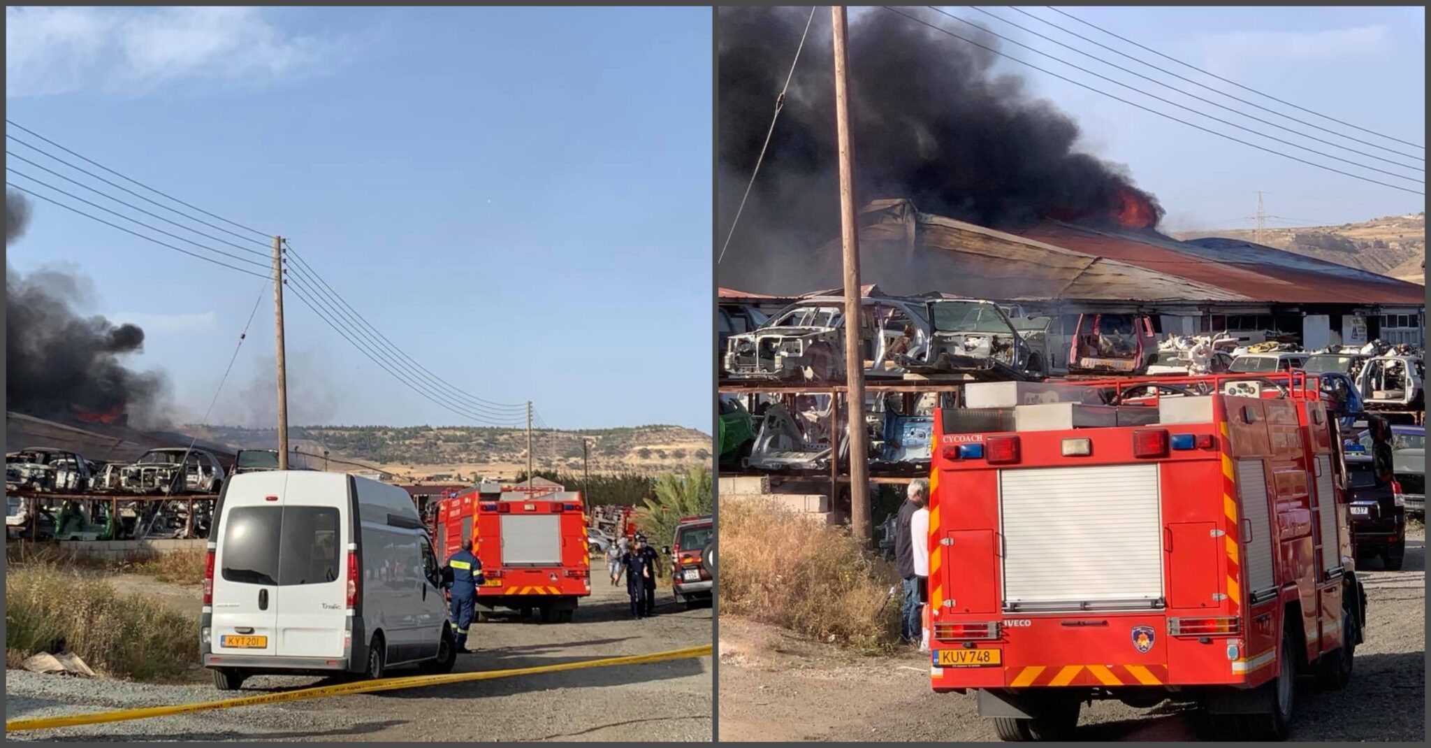 Καίγεται ολοσχερώς το εργοστάσιο στην περιοχή Κελιών Λάρνακας (ΒΙΝΤΕΟ&ΦΩΤΟ)