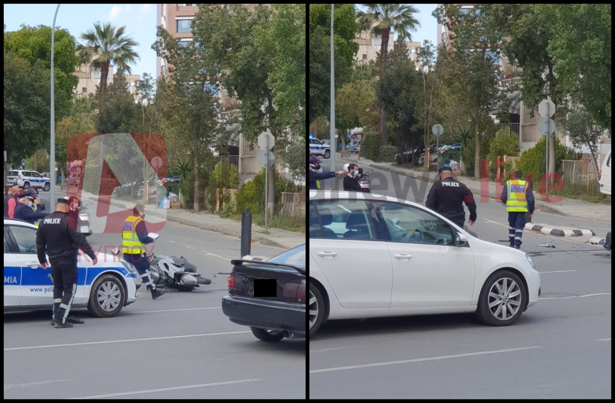 Σφοδρή σύγκρουση μοτοσικλέτας με αυτοκίνητο στην "καρδιά" της Λευκωσίας