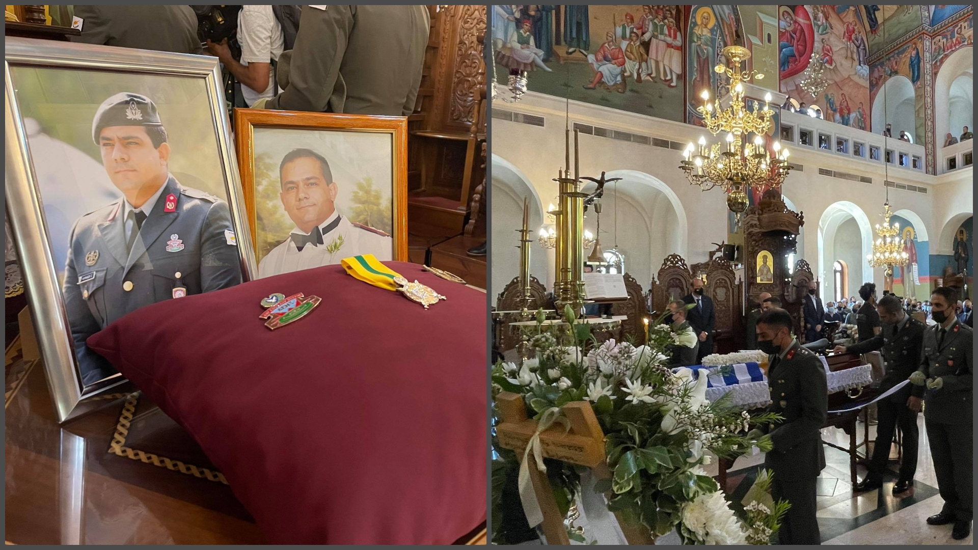 Σκεπασμένο με τις σημαίες Ελλάδας και Κύπρου το φέρετρο του αδικοχαμένου Λοχαγού