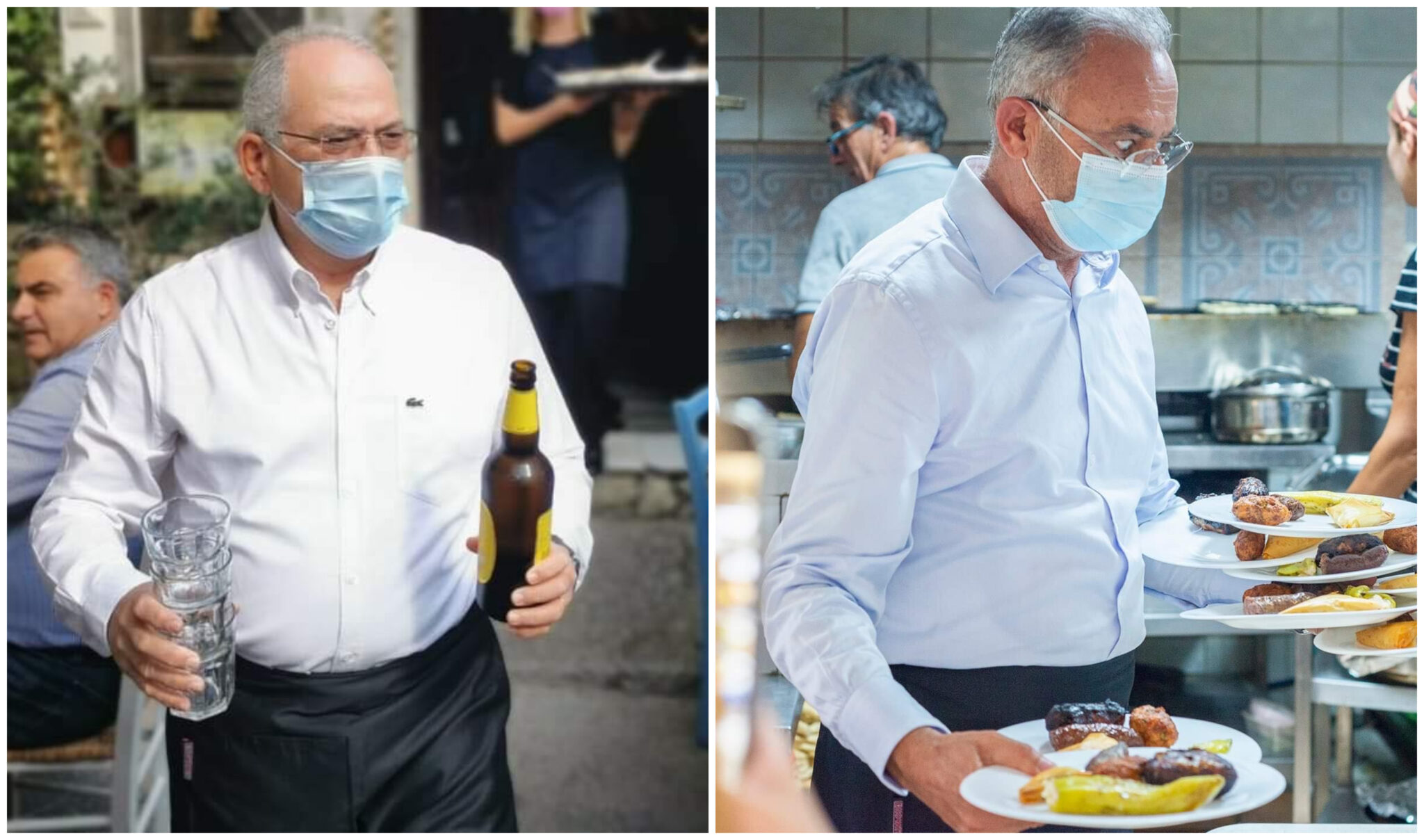 ΦΩΤΟ: Αβέρωφ και Νικολαΐδης φόρεσαν ποδιές σερβιτόρου για καλό σκοπό