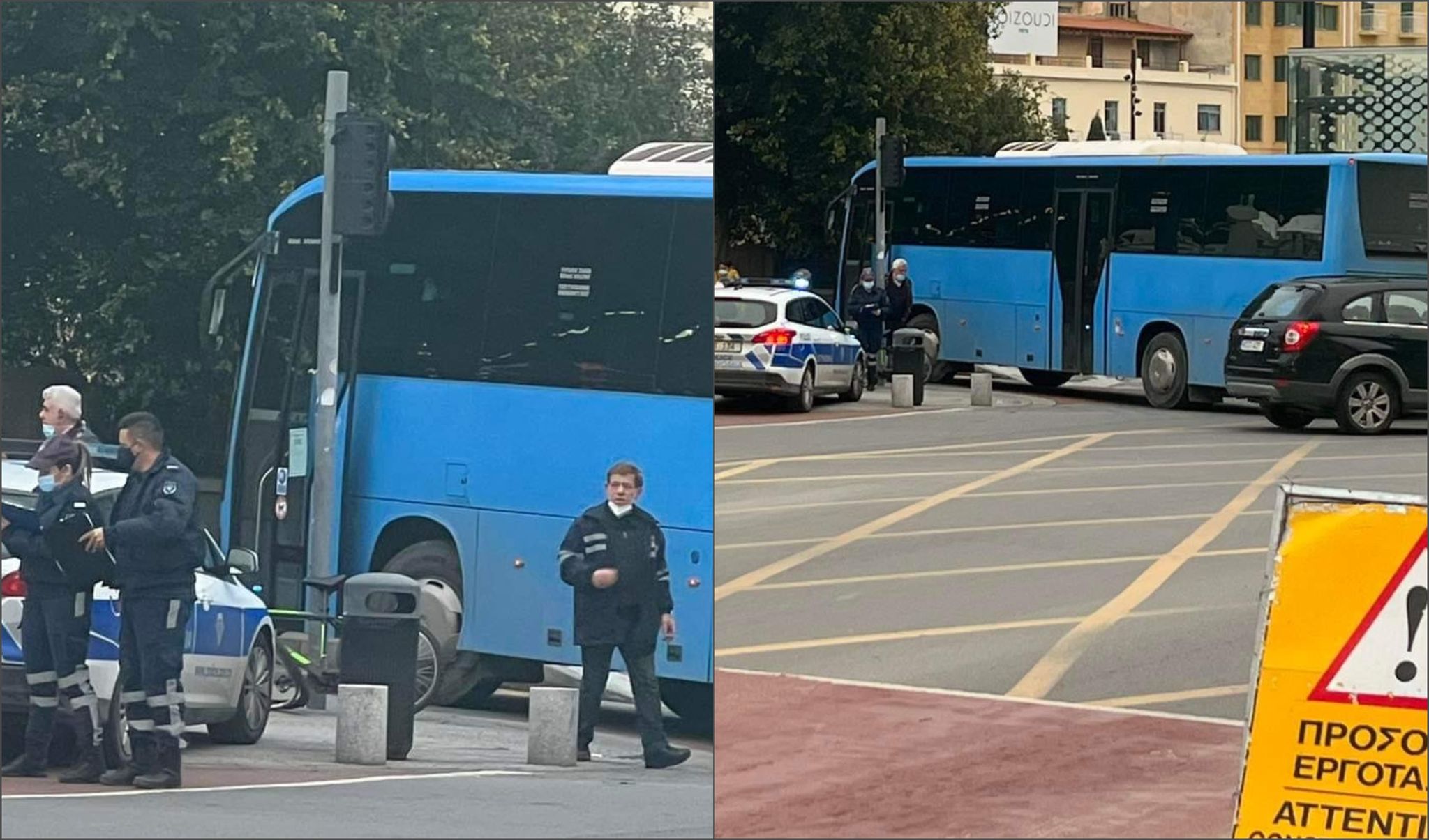 ΦΩΤΟ: Στο νοσοκομείο ποδηλάτης που παρασύρθηκε από λεωφορείο στο άγαλμα Σολωμού