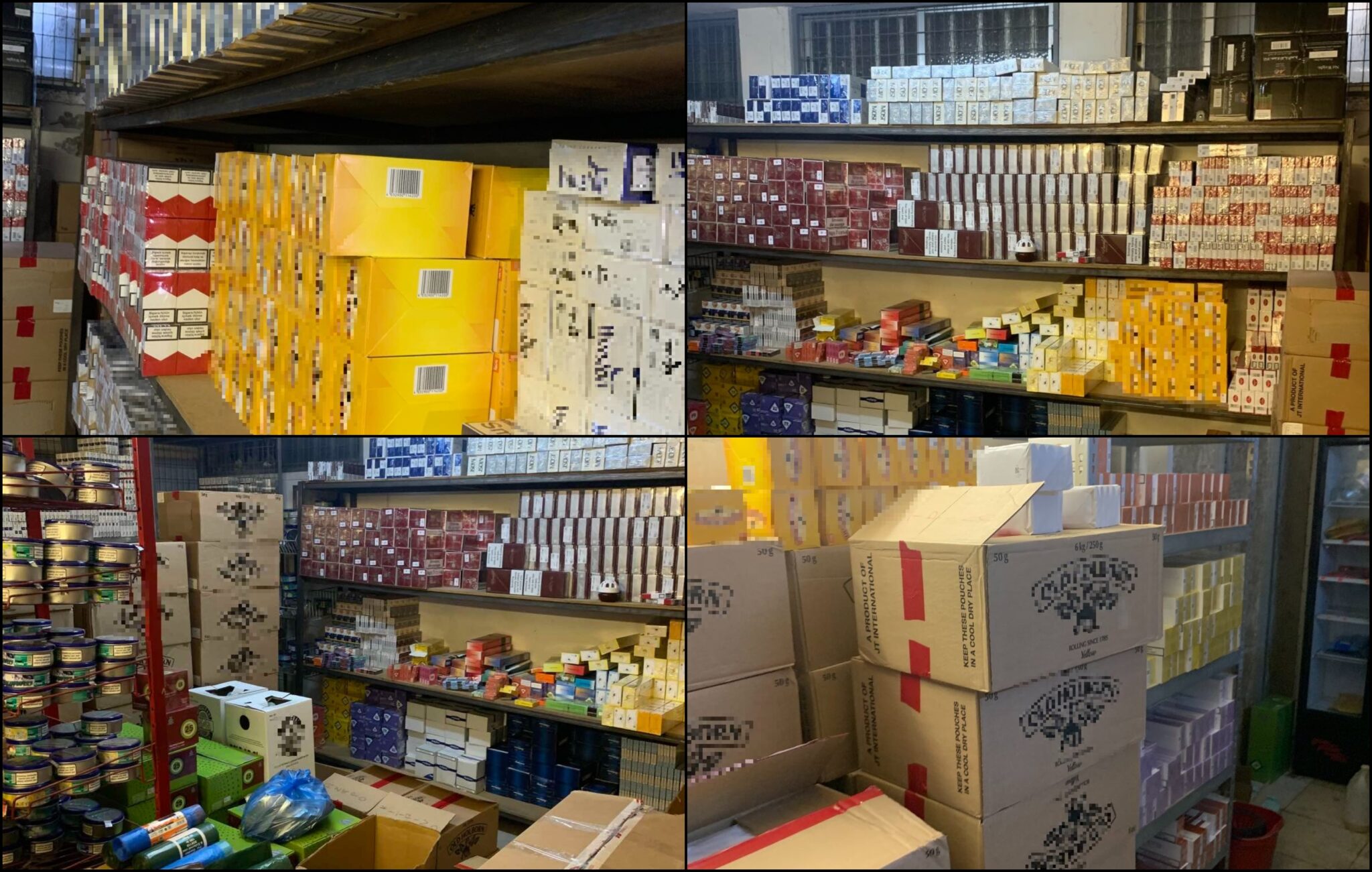 Βίντεο από την αποθήκη με τεράστιες ποσότητες αδασμολόγητων καπνικών προϊόντων