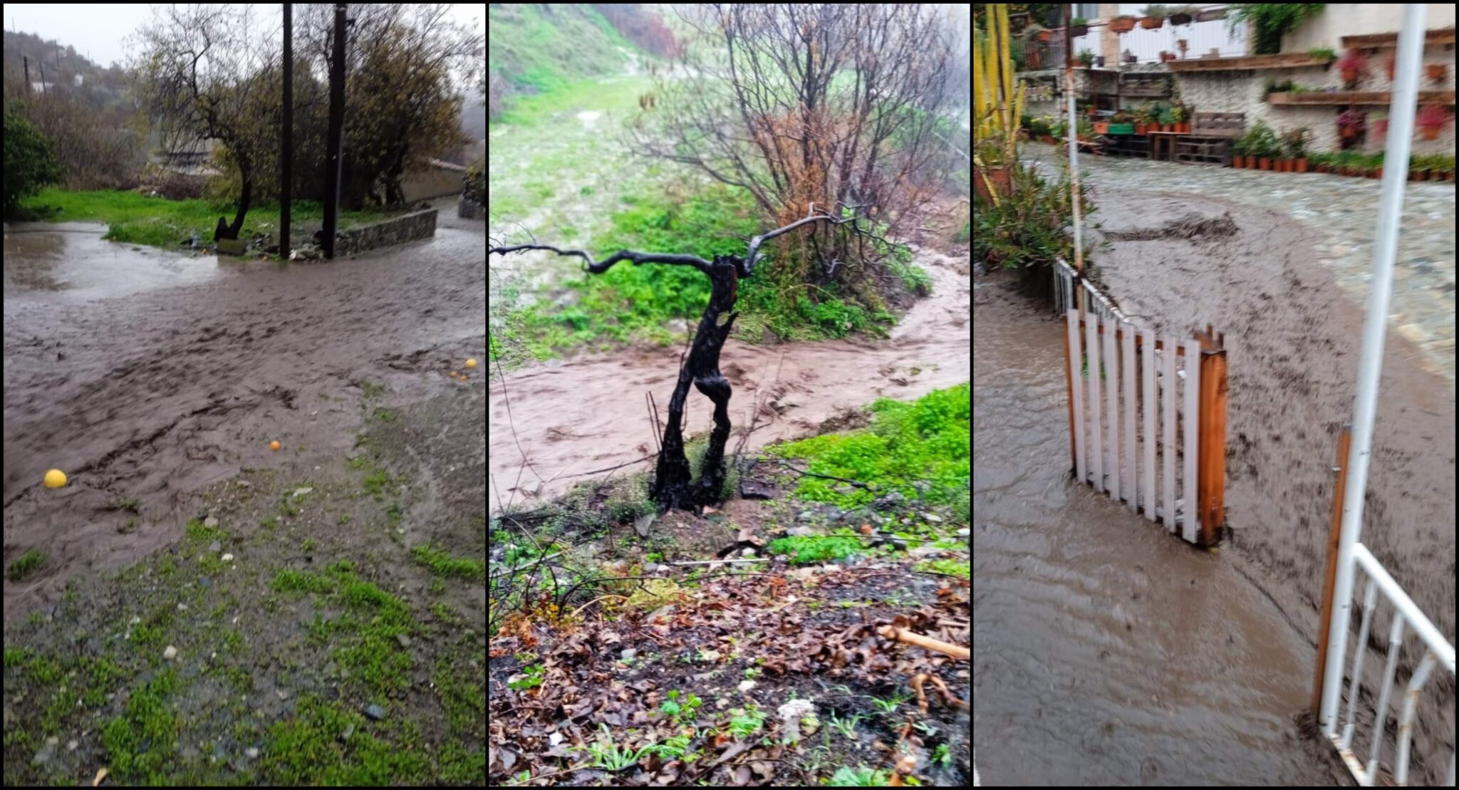 "'Εβρεξε" ξανά προβλήματα: Πλημμυρισμένοι δρόμοι, κατολισθήσεις και ζημιές (VID)