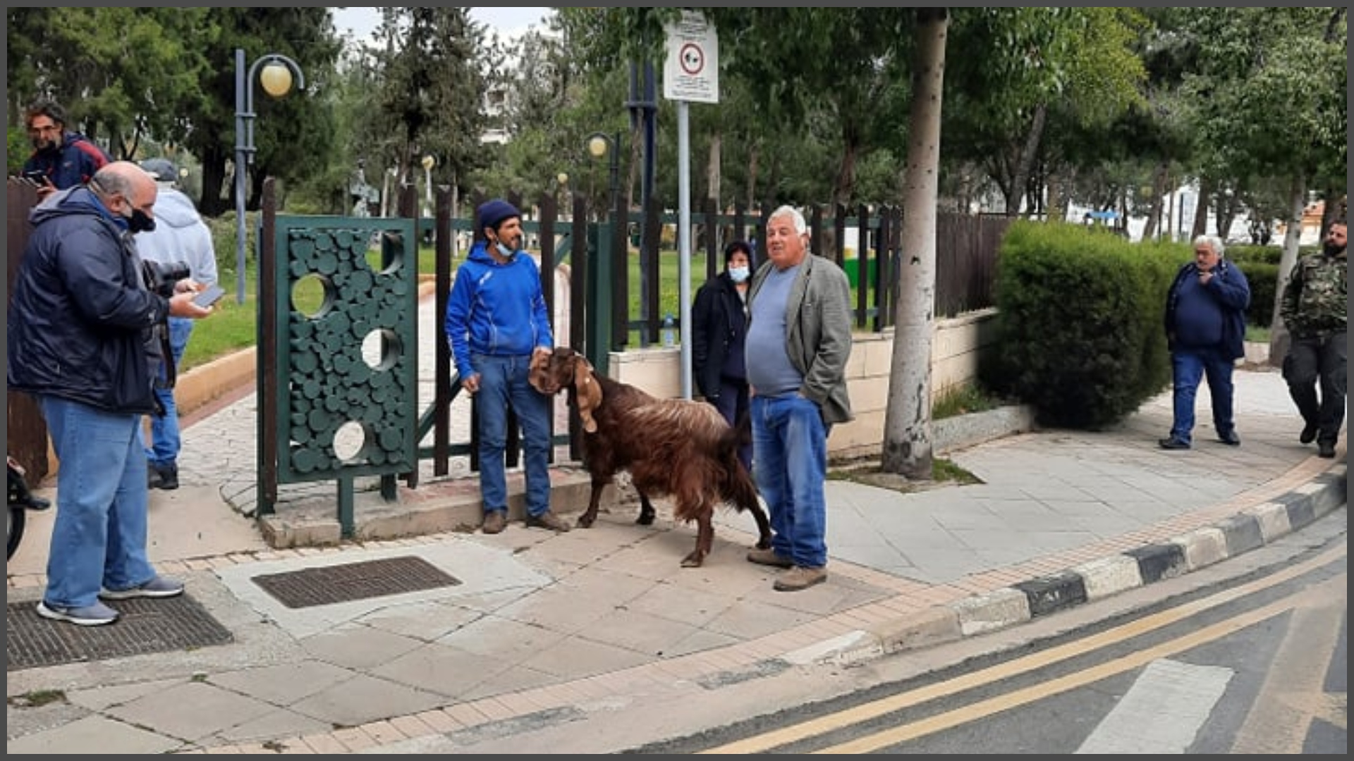 ΦΩΤΟ: Με τις κατσίκες τους έξω από το Προεδρικό οι διαμαρτυρόμενοι κτηνοτρόφοι