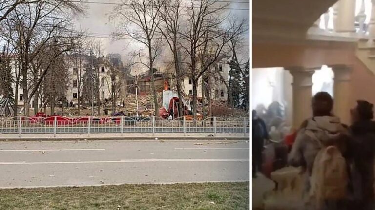 Οι πρώτες στιγμές μετά τον βομβαρδισμό του θεάτρου στη Μαριούπολη – Βίντεο