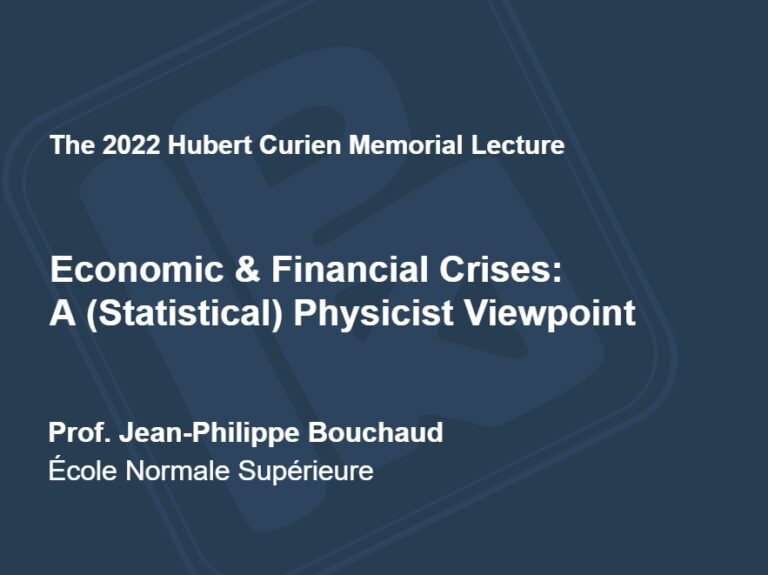 Διάλεξη Hubert Curien: Στο επίκεντρο οικονομικές και χρηματιπιστοτικές κρίσεις