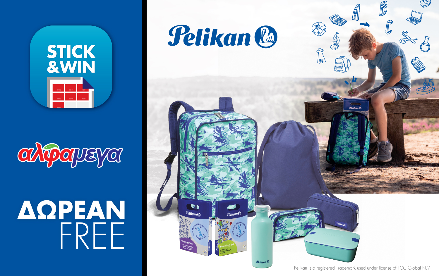 Υπεραγορές Αλφαμέγα: Σχολικά είδη Pelikan μέσω του προγράμματος Stick & Win