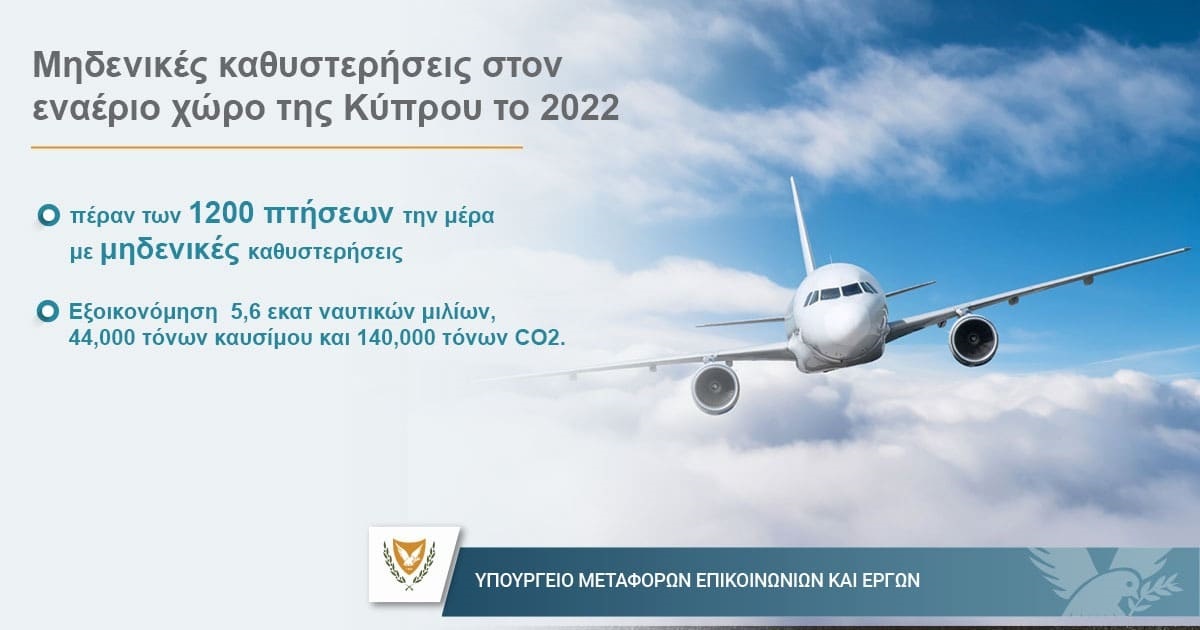 Καρούσος: Μηδενικές οι καθυστερήσεις στον εναέριο χώρο της Κύπρου το 2022