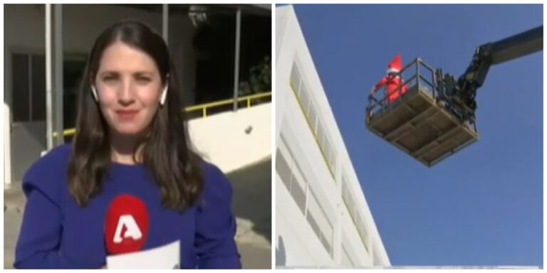 Συγκίνηση στο Μακάρειο: Το ξωτικό έδωσε δώρα στα παιδιά με… ανυψωτικό μηχάνημα