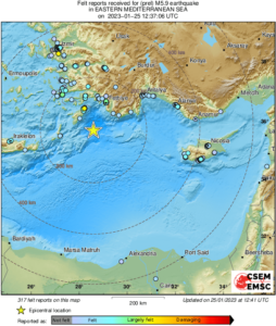 ΧΑΡΤΕΣ: "Χτύπησαν" όλη την Ανατολική Μεσόγειο τα 5,9 ρίχτερ στ΄ανοιχτά της Ρόδου