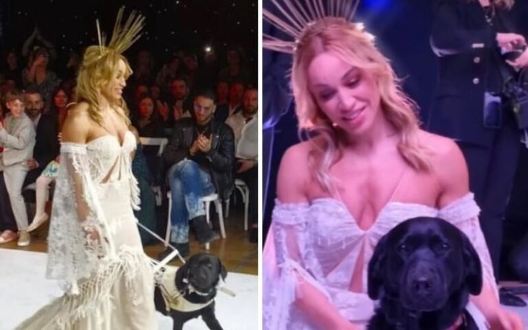 Kαρολινα Πελενδρίτου: Με νυφικό κάνει πασαρέλα με τον σκύλο-οδηγό της(ΒΙΝΤΕΟ)