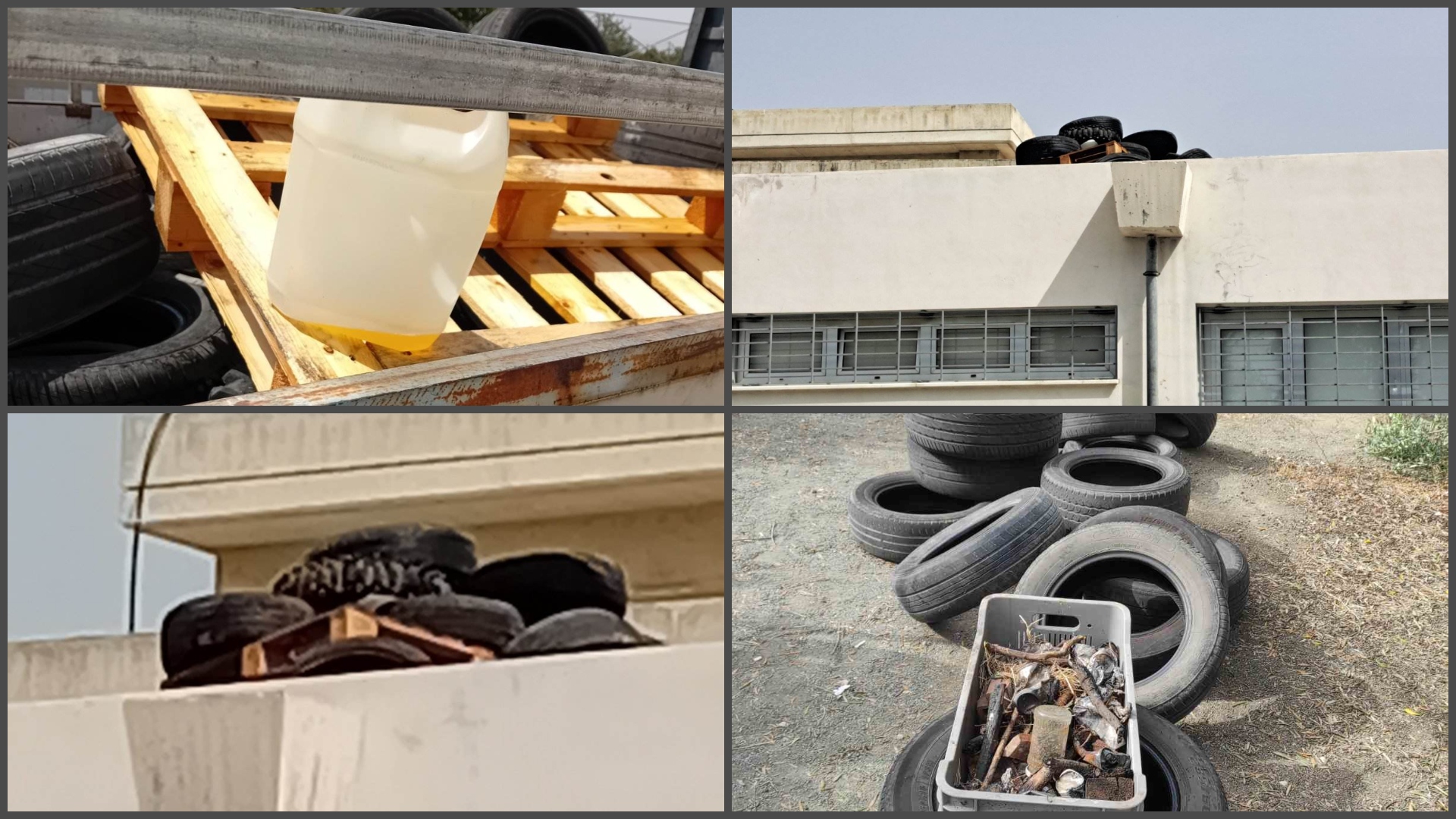 ΦΩΤΟ: Ανέβασαν ελαστικά μέχρι και στις οροφές των σχολείων για να τα κάψουν