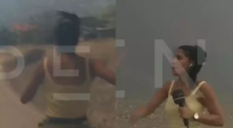 Oυρλιαχτά ρεπόρτερ στον αέρα εκπομπής που περικυκλώθηκε από φωτιά: "Πάμε…πάμε"