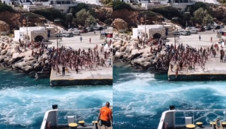 Υπέροχο έθιμο! Στην Σίκινο τα παιδιά βουτάνε από το μώλο μόλις φεύγει το καράβι