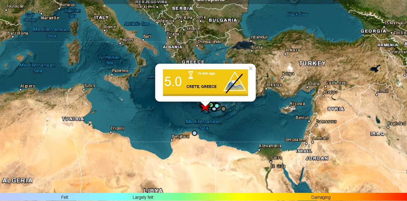 Ισχυρός σεισμός στην Κρήτη (ΧΑΡΤΗΣ)