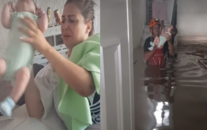 Δραματική διάσωση: Άνδρες της ΕΜΑΚ απεγκλωβίζουν νεογέννητο από τα πλημμυρισμένα