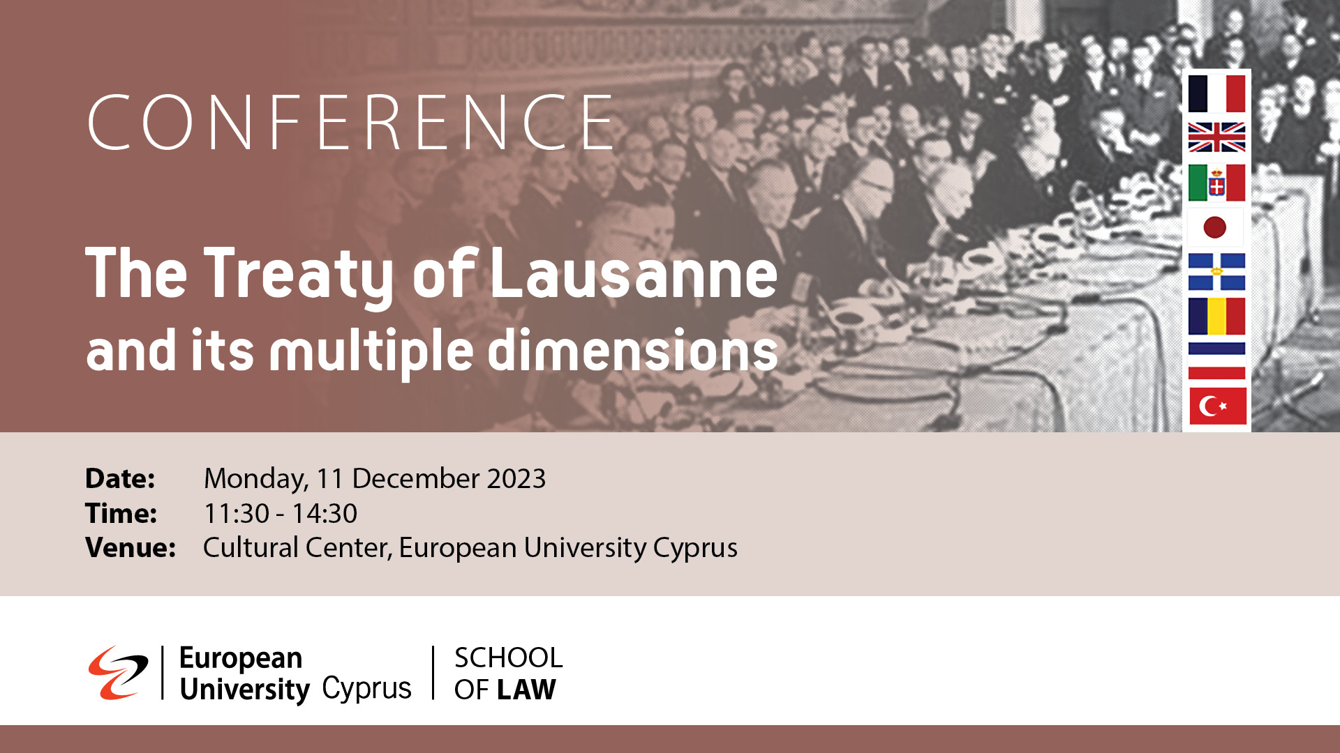 Ευρωπαϊκό Πανεπιστήμιο Κύπρου: Συνέδριο με θέμα τη Συνθήκη της Λωζάνης