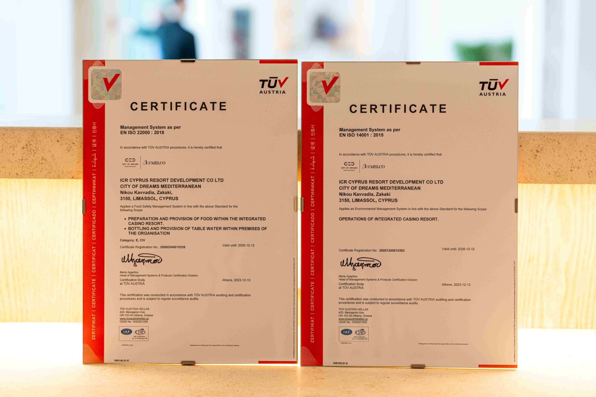 City of Dreams Mediterranean: Πιστοποιήθηκε με ISO