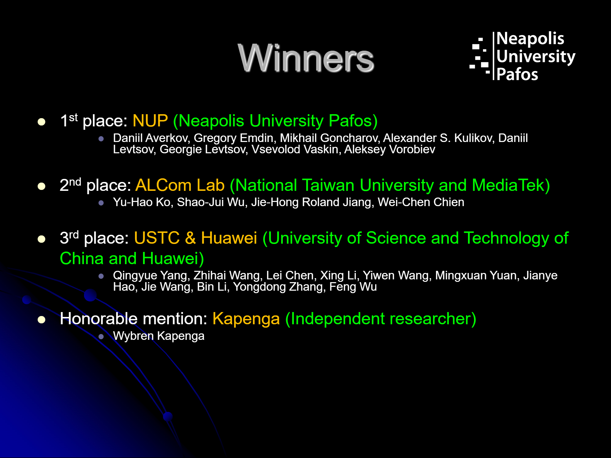 H Ομάδα NUP κερδίζει τον διαγωνισμό IWLS Programming Contest Series