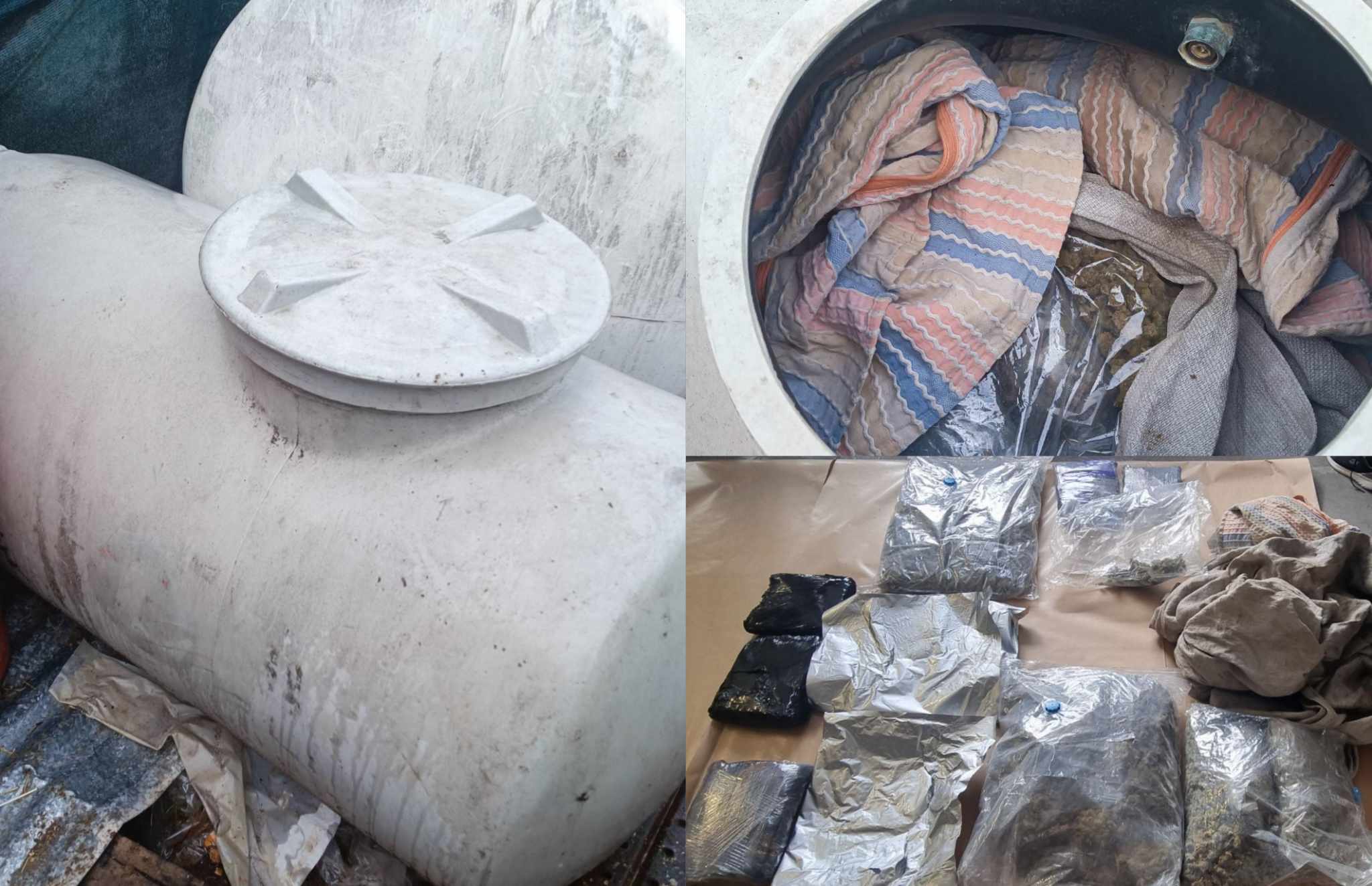 Εικόνες από τα 34kg κάνναβης που κατασχέθηκαν στην Πάφο, ήταν κρυμμένα σε ντεπόζιτο νερού