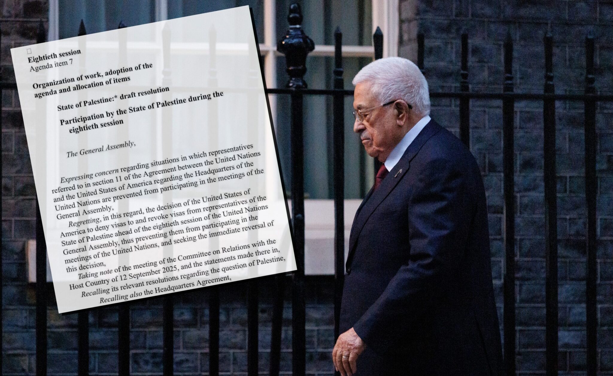 Ιδού το προσχέδιο ψηφίσματος για ν’ απευθύνει ο Μαχμούντ Αμπάς βιντεοσκοπημένο μήνυμα στην ΓΣ του ΟΗΕ