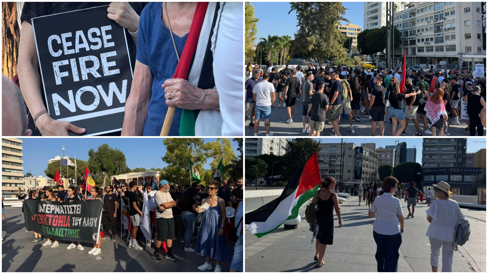 ΒΙΝΤΕΟ & ΦΩΤΟ: Με πλακάτ και σημαίες της Παλαιστίνης η διαμαρτυρία στην Λευκωσία