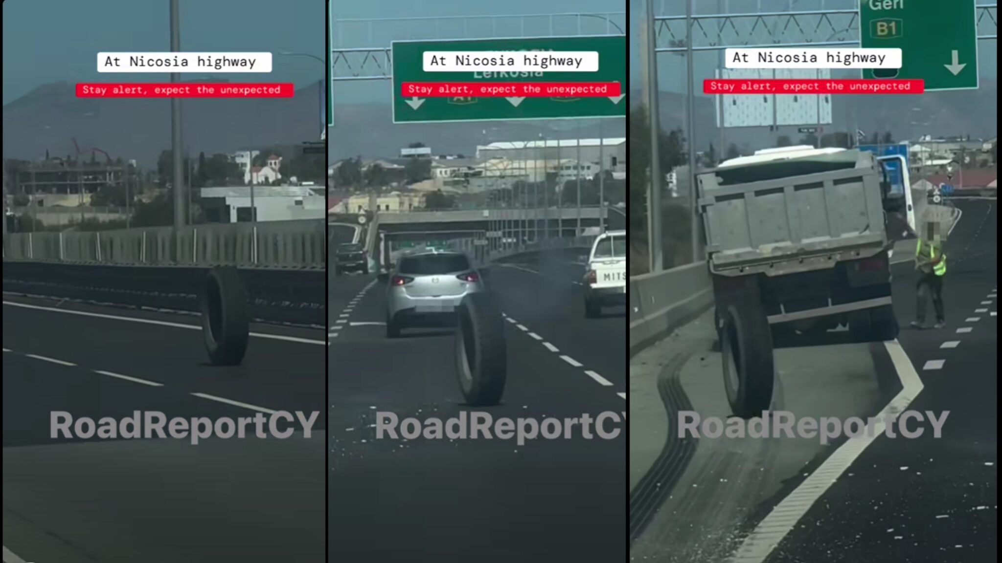 ΒΙΝΤΕΟ: «Αδέσποτος» τροχός στο highway κατευθύνεται προς Λευκωσία