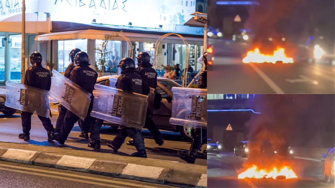 ΒΙΝΤΕΟ: Έβαλαν φωτιά σε ελαστικά στη μέση του δρόμου, σε συναγερμό για την «ACAB»