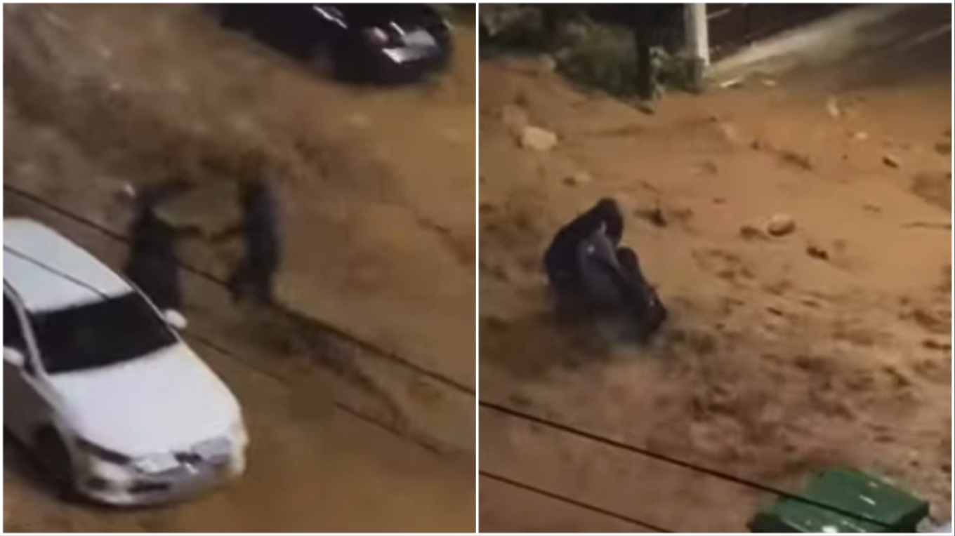 Σοκαριστικό βίντεο: Γυναίκα σώθηκε την τελευταία στιγμή από τα ορμητικά νερά στην Άνω Γλυφάδα